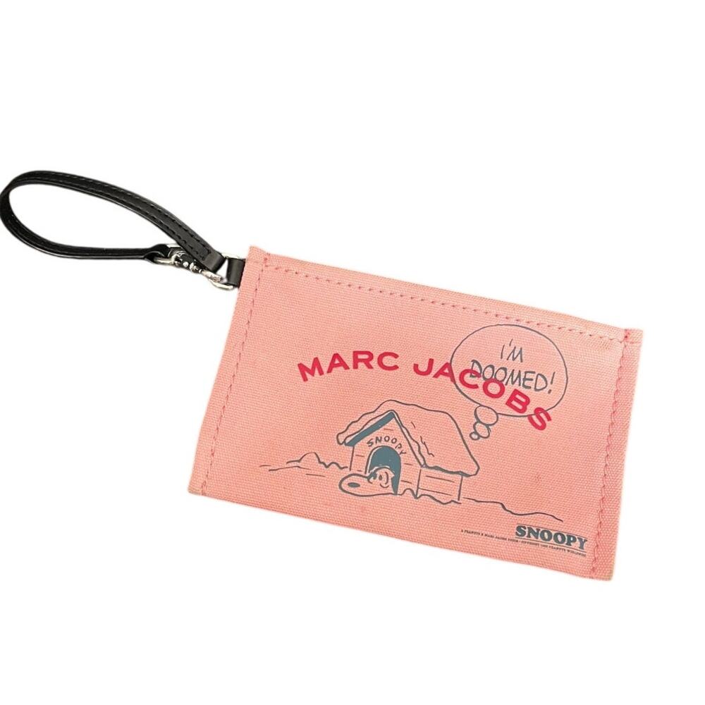 Marc Jacob’s x‎ Peanuts Snoopy Pink Canvas Graphic Print The Pouch Wristlet - Picture 1 of 11